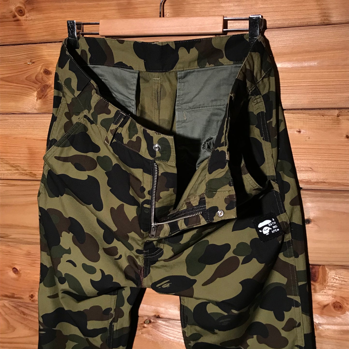 Bape, A Bathing Ape Green Camo trousers