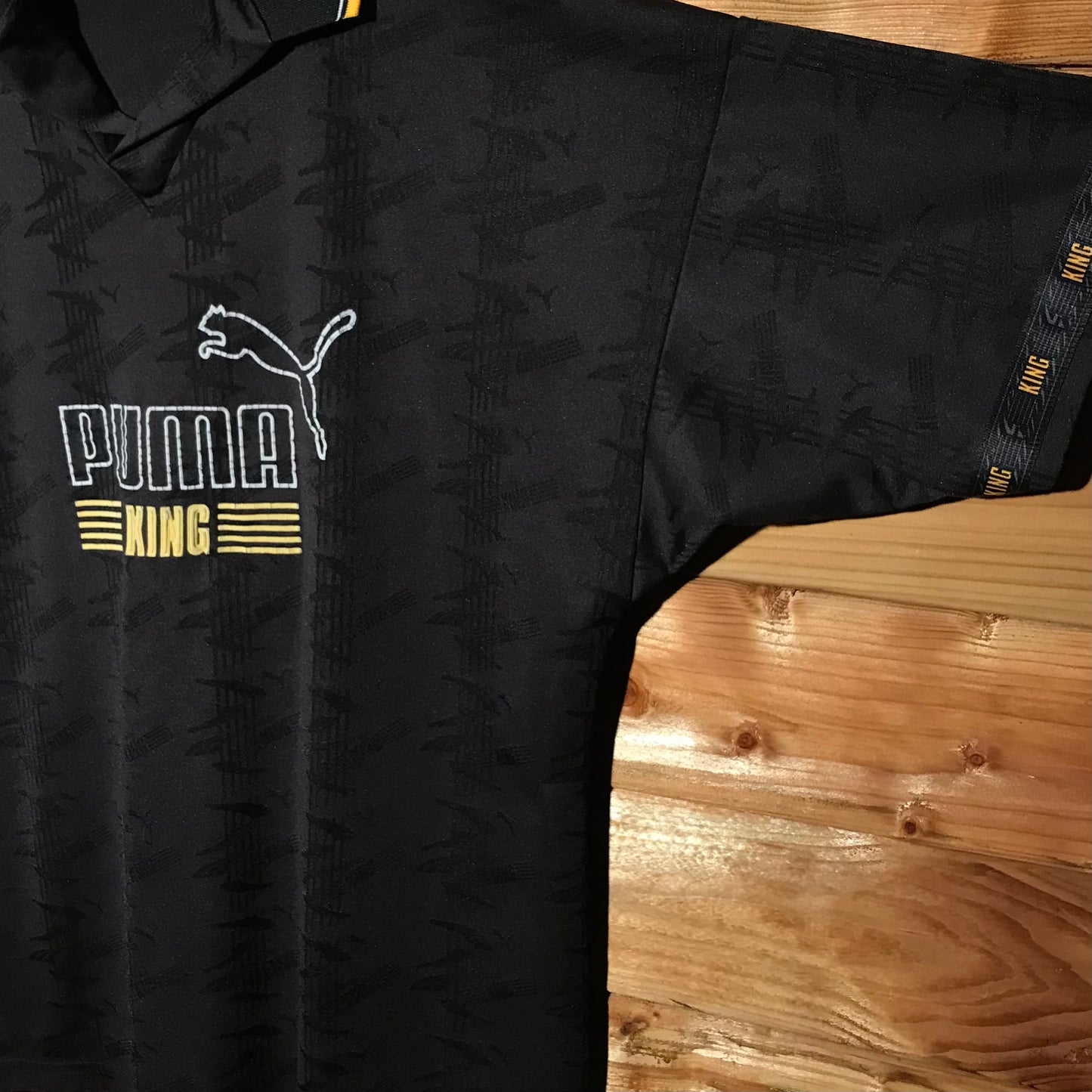 90s Puma King Spellout Tonal Print polo t shirt