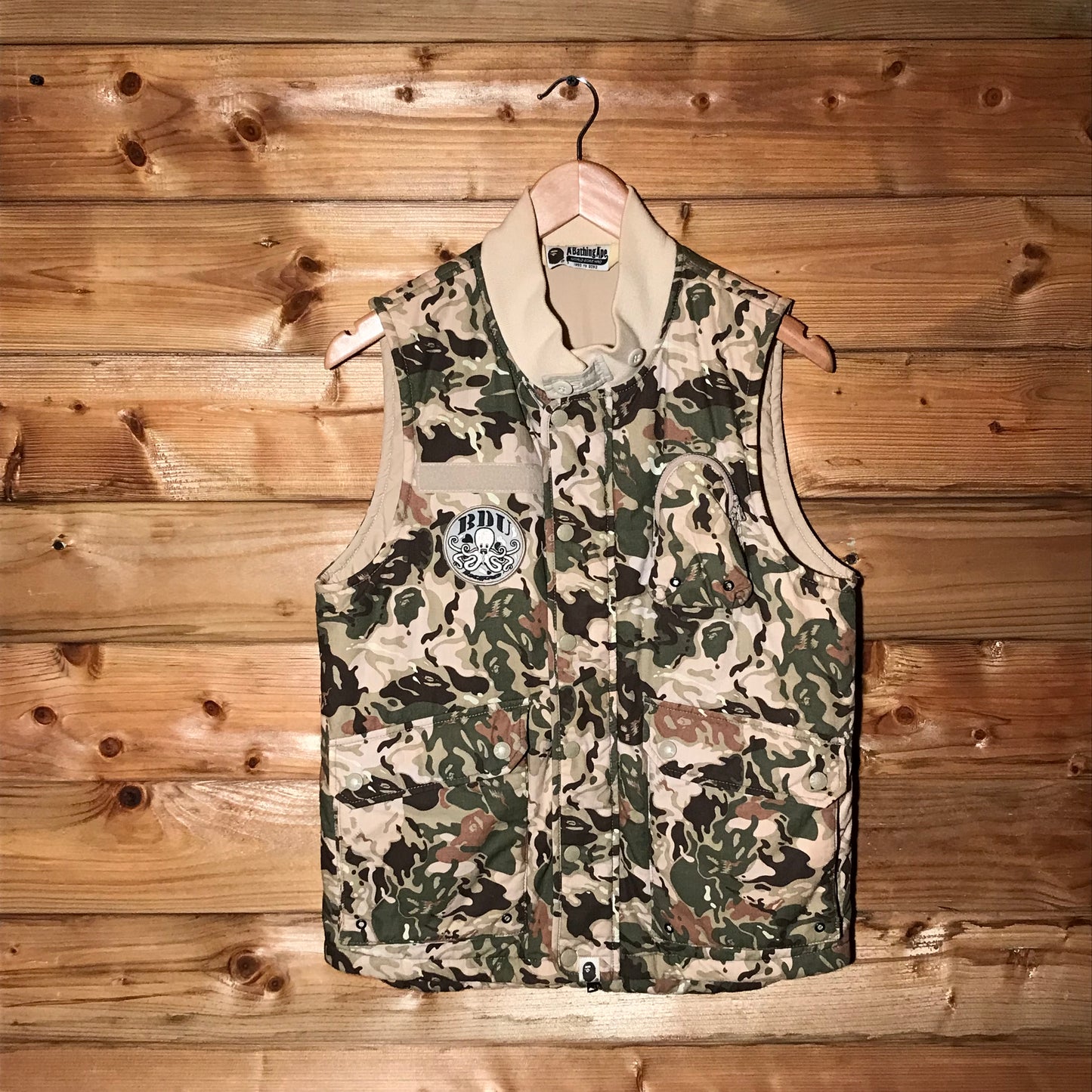 Bape, A Bathing Ape BDU Ghost Camo AOP gilet jacket