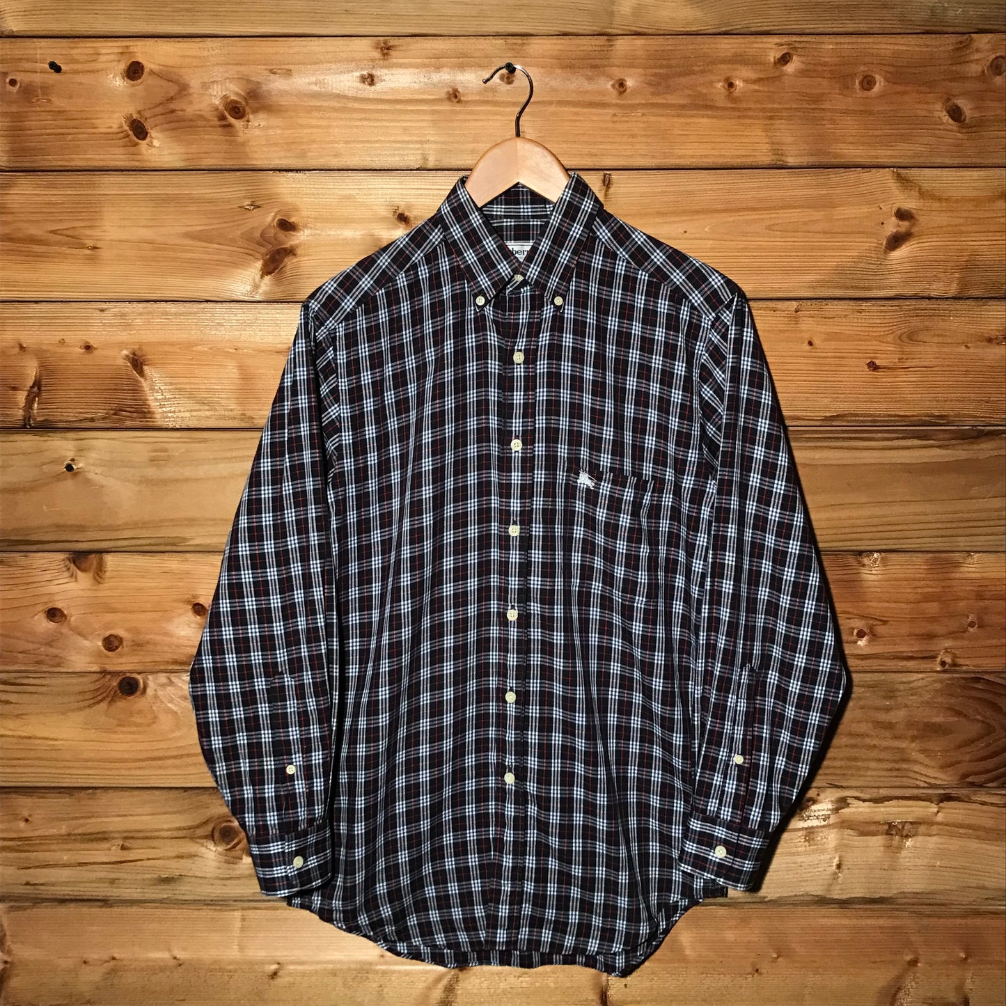 90s Burberry Nova Check Pattern long sleeve button up shirt