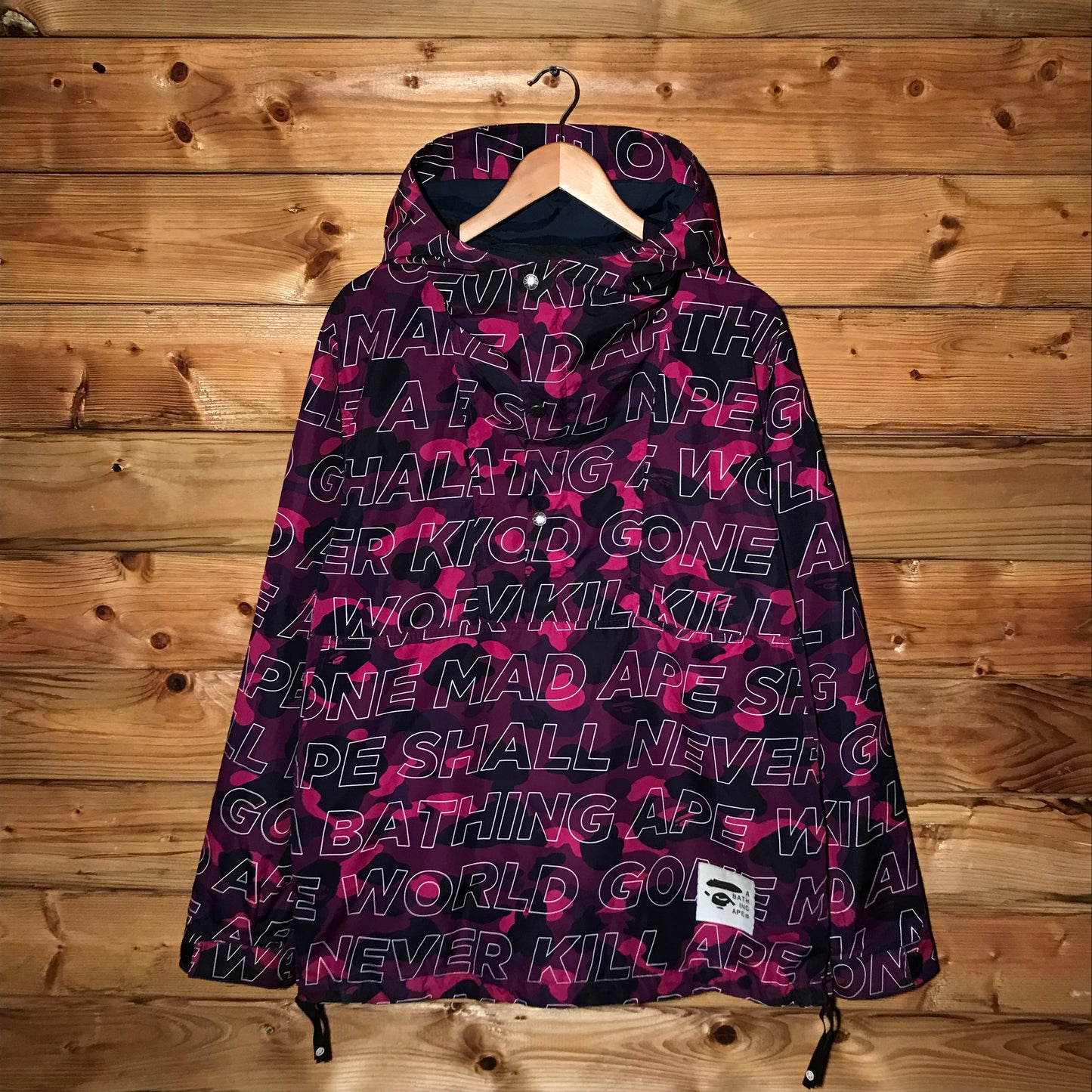 Bape, A Bathing Ape Text Colour Purple Camo anorak jacket