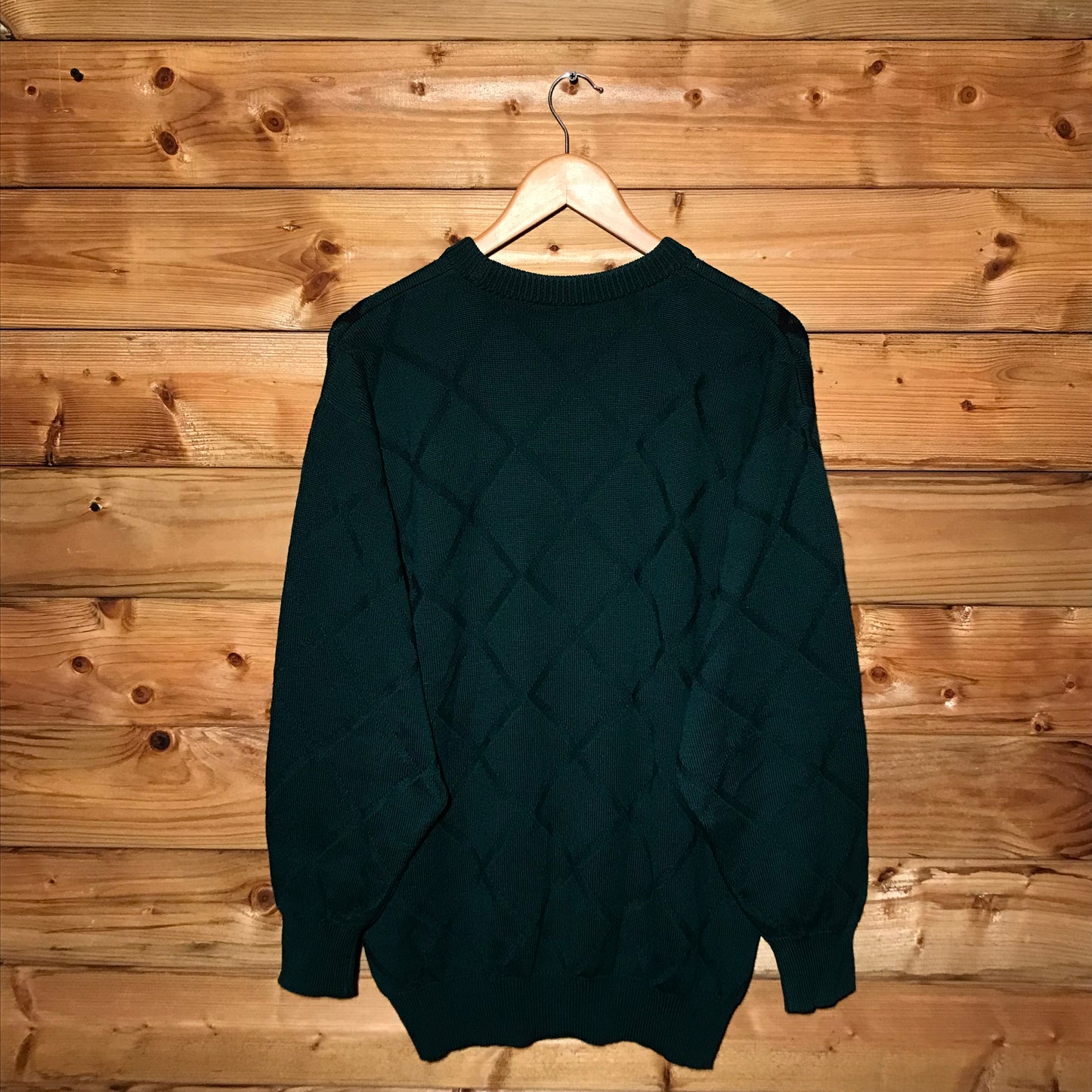 90s Burberry Knight Crest Argyle knit sweatshirt