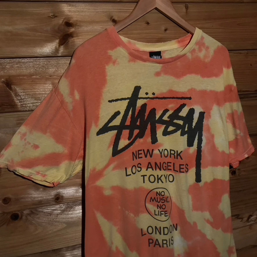 2010 Stüssy x Tower Records 30th Anniversary World Tour Dye Effect t shirt