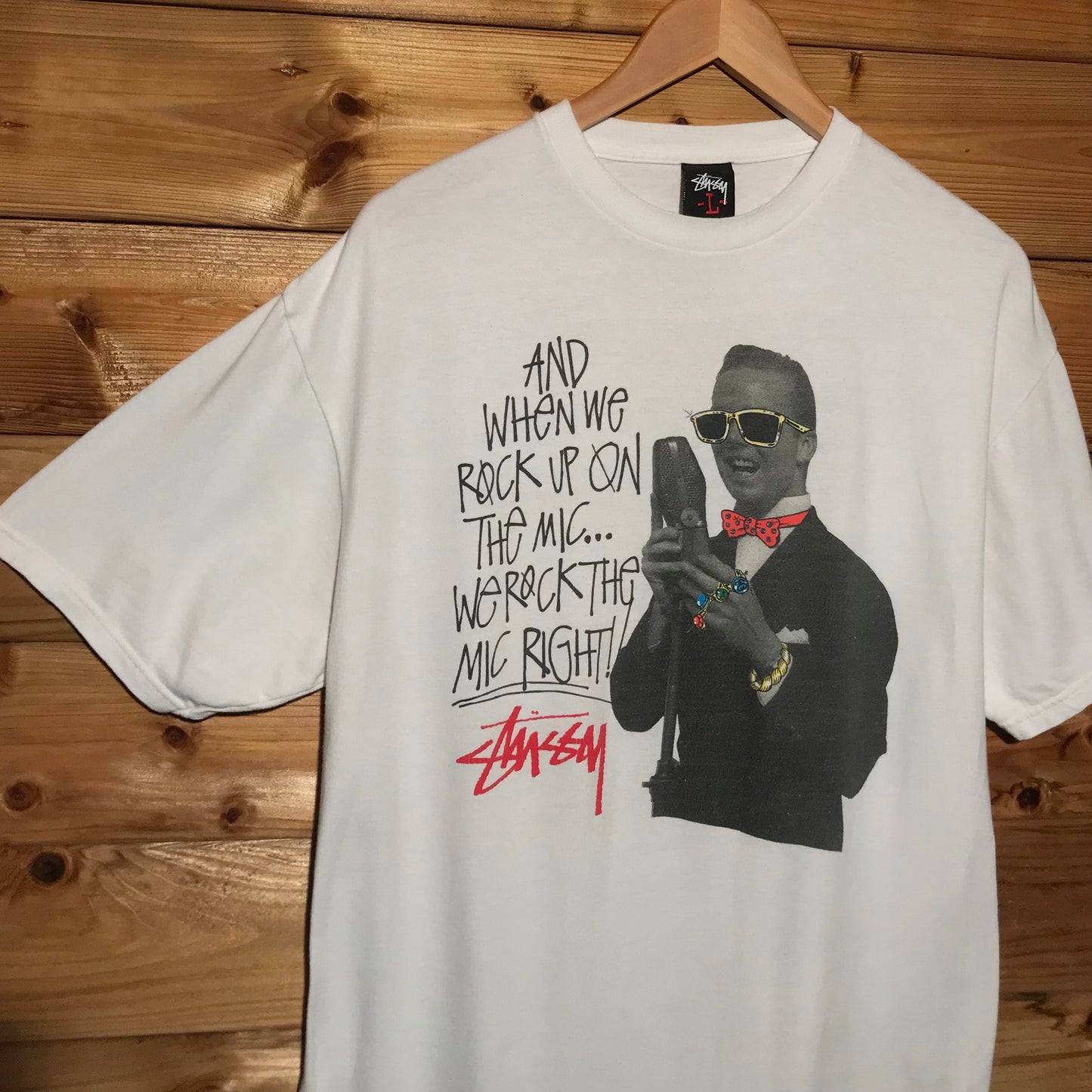 Stüssy Rock Up On The Mic Right t shirt