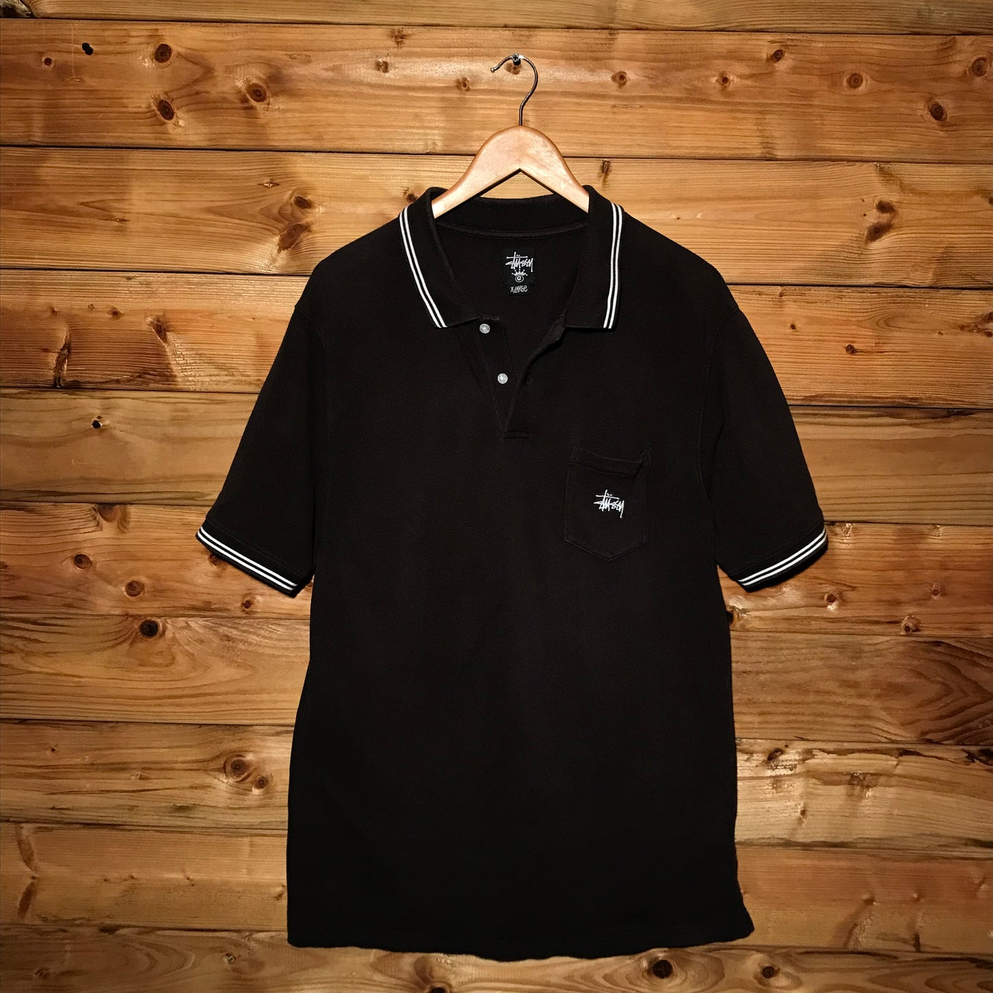 Stüssy Corner Script Spellout polo t shirt