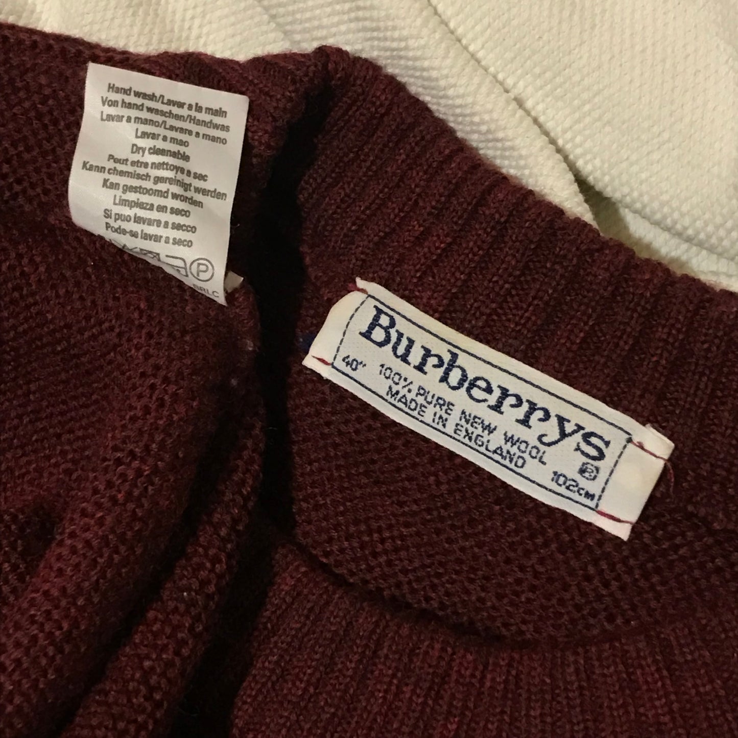 90s Burberry Centre Spellout Tonal Striped knit sweatshirt