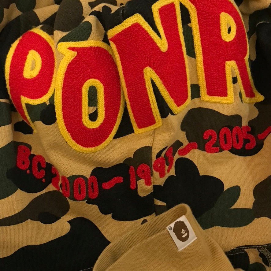 Bape, A Bathing Ape Ultimate First Camo PONR Shark Face half zip up hoodie