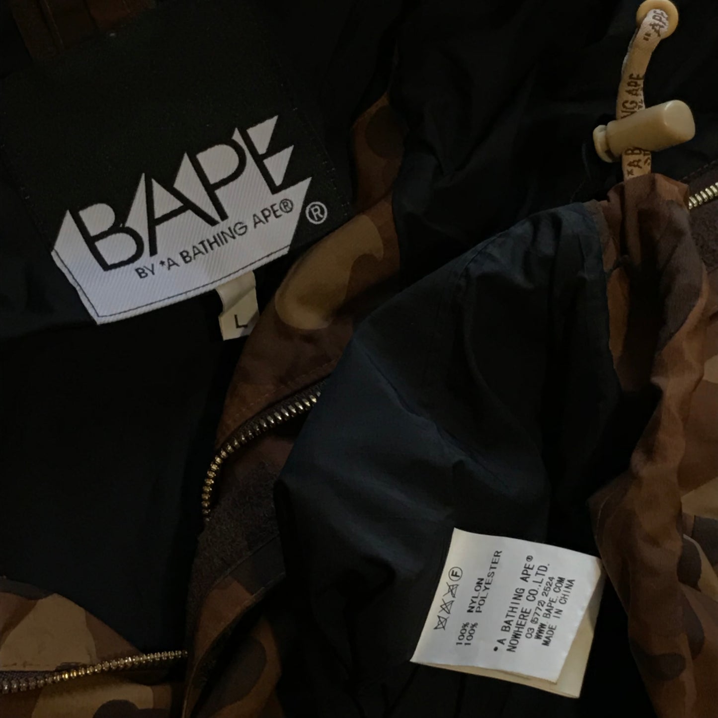 Bape, A Bathing Ape Brown Camo AOP Ski jacket