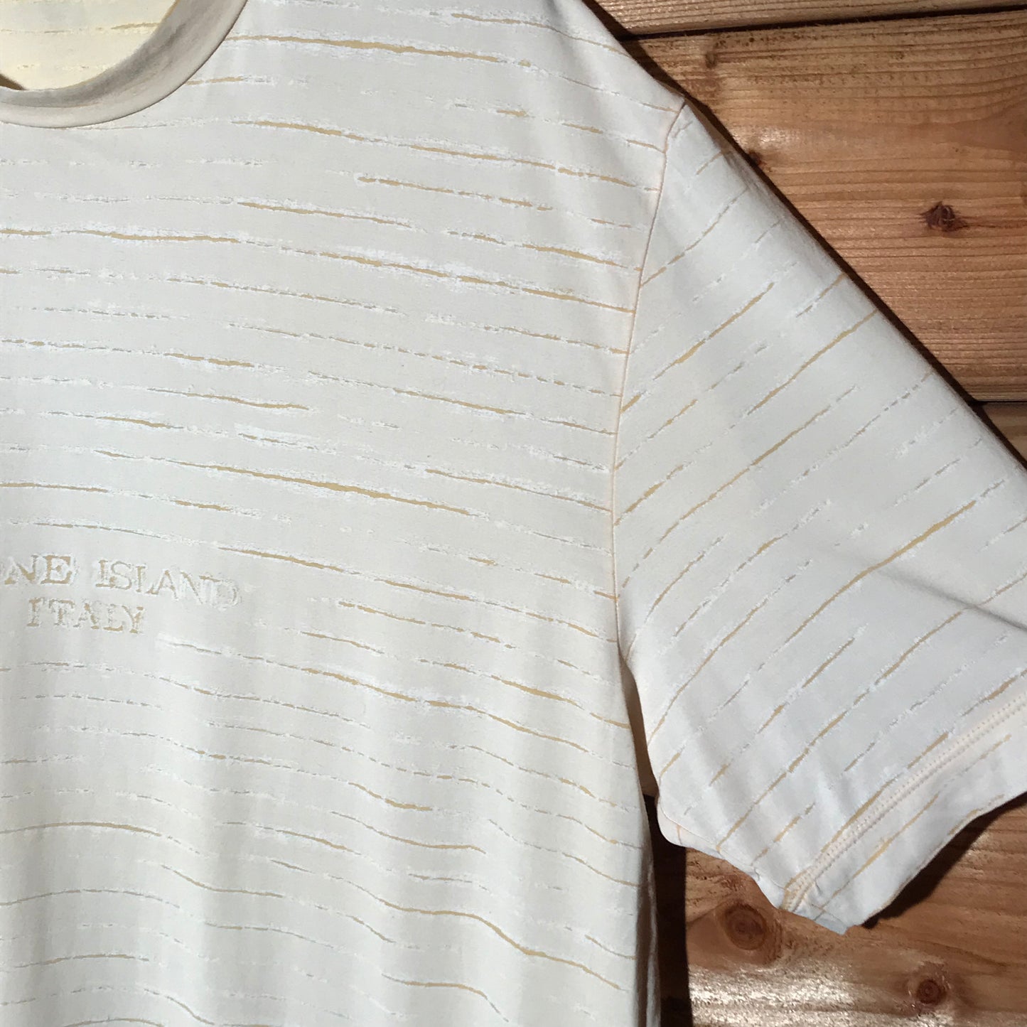 90s Stone Island Italy Centre Spellout Striped t shirt