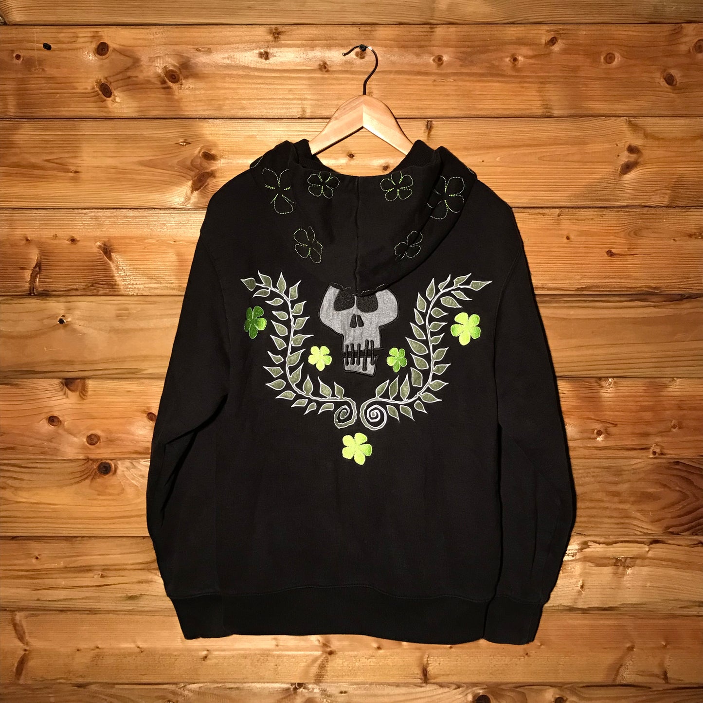 2006 Stüssy x Leilow Centre Spellout Floral zip up hoodie