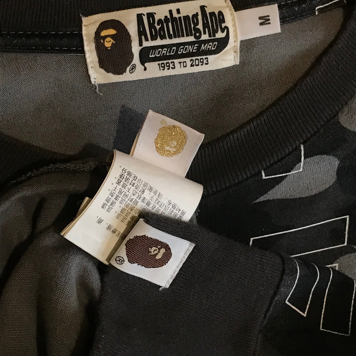 Bape, A Bathing Ape Text Colour Black Camo long sleeve t shirt