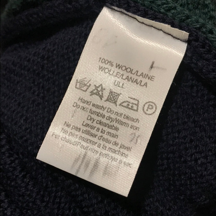 90s Burberry Knight Crest Squared Patchwork cable knit sweatshirt