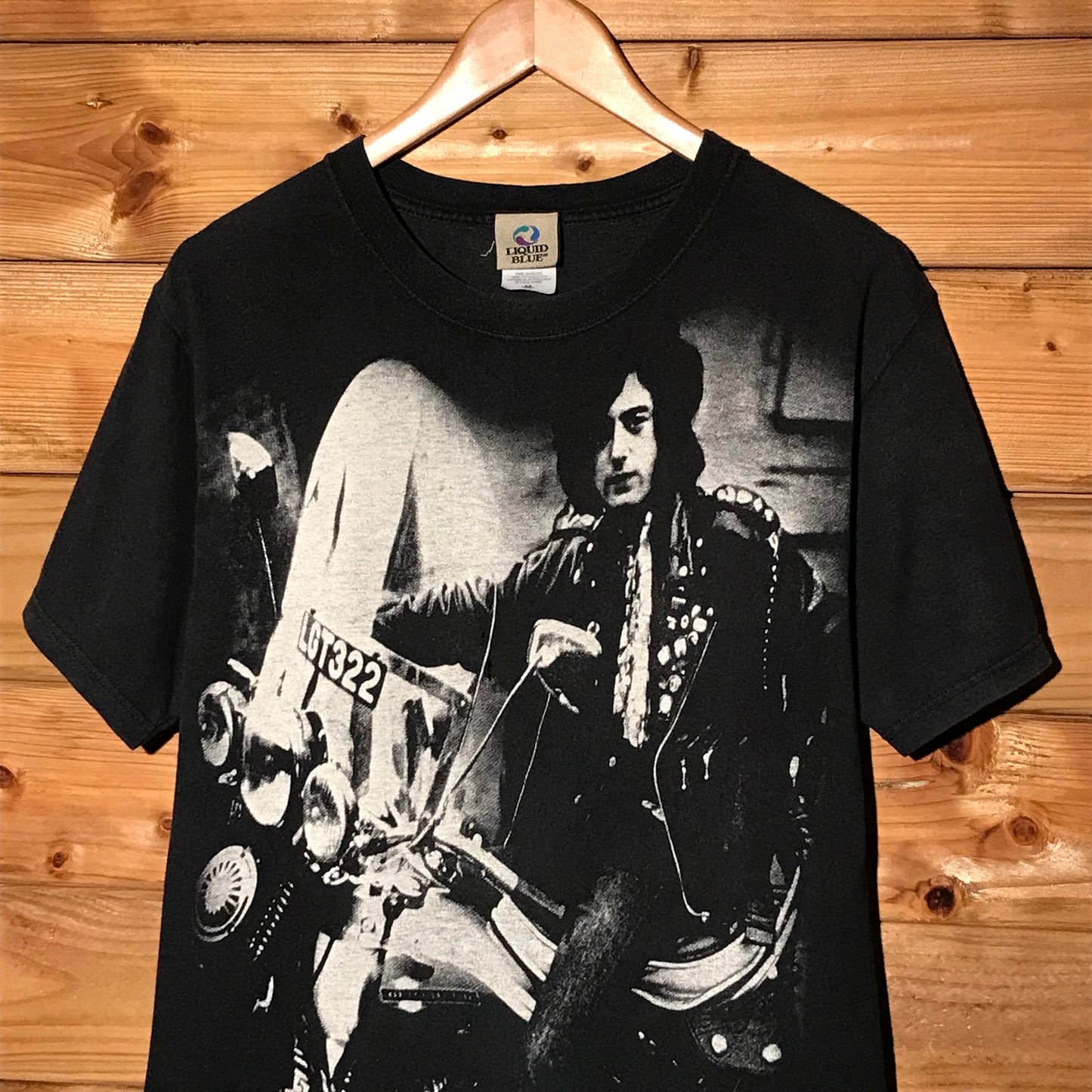 2004 Jimmy Page of Led Zeppelin Bike Photo t shirt