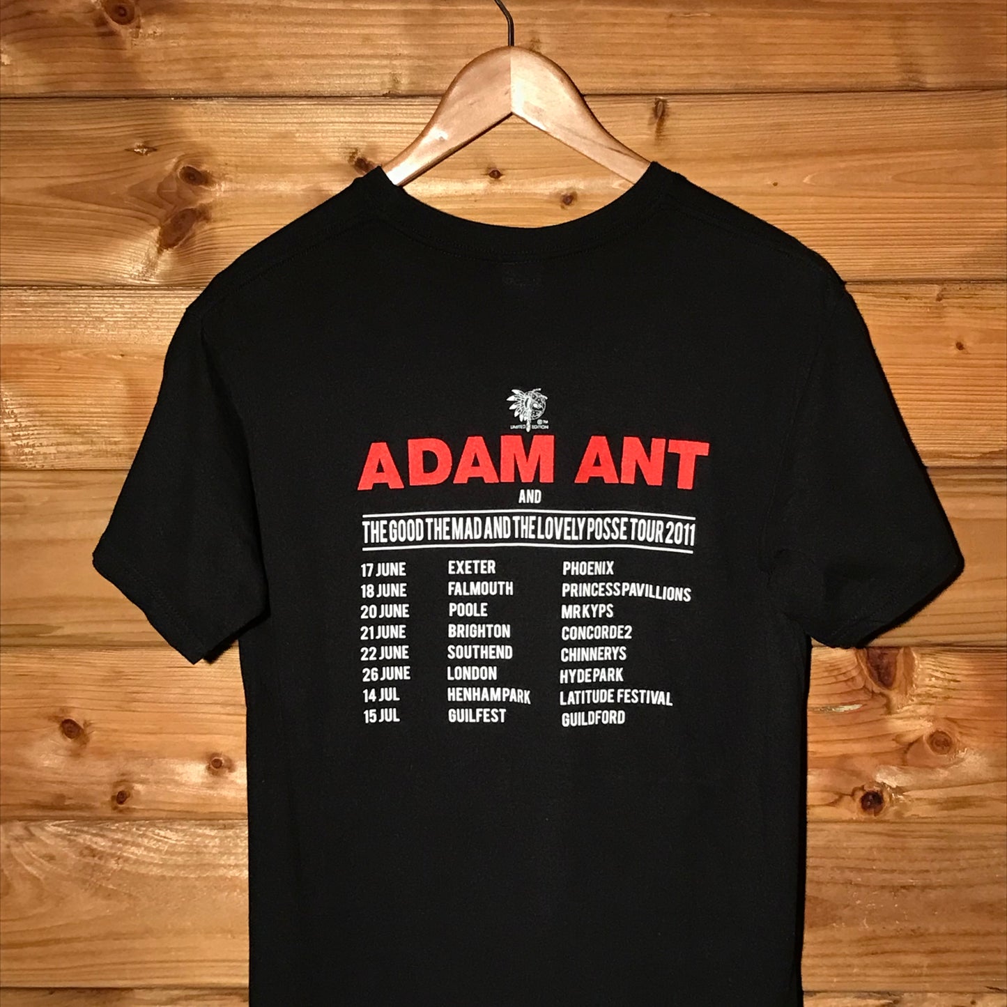 2011 Adam Ant and TGTMATLP UK Tour t shirt