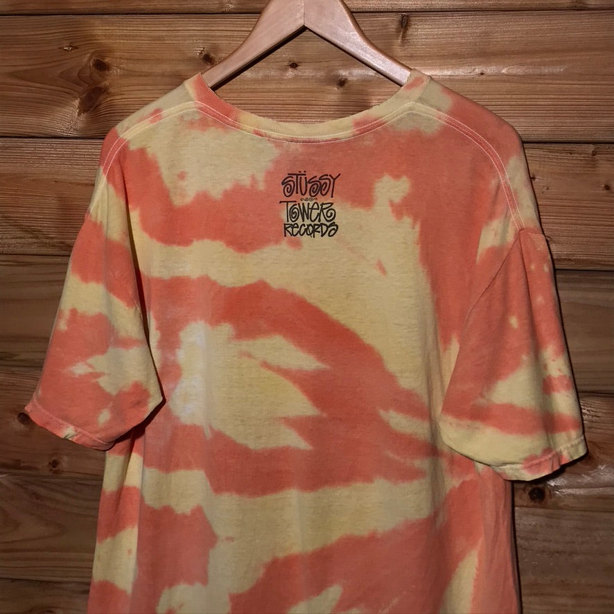 2010 Stüssy x Tower Records 30th Anniversary World Tour Dye Effect t shirt