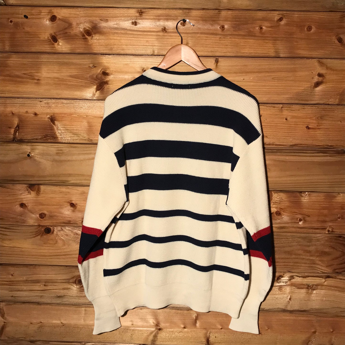 90s Fila Striped Centre Spellout knit sweatshirt