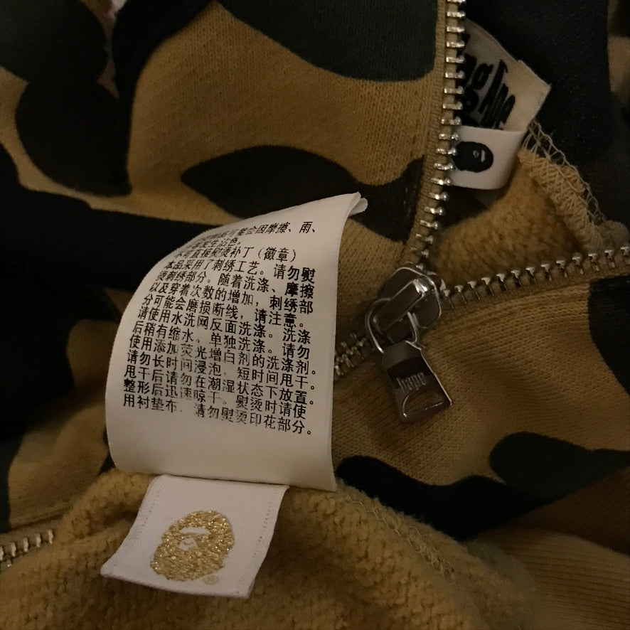 Bape, A Bathing Ape Ultimate First Camo PONR Shark Face half zip up hoodie