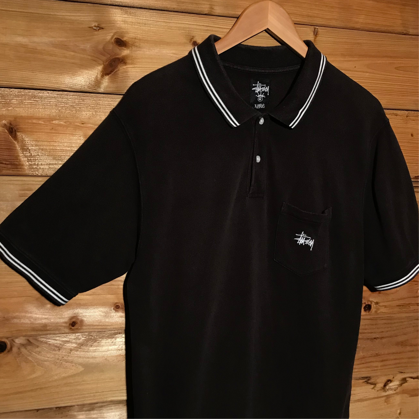 Stüssy Corner Script Spellout polo t shirt