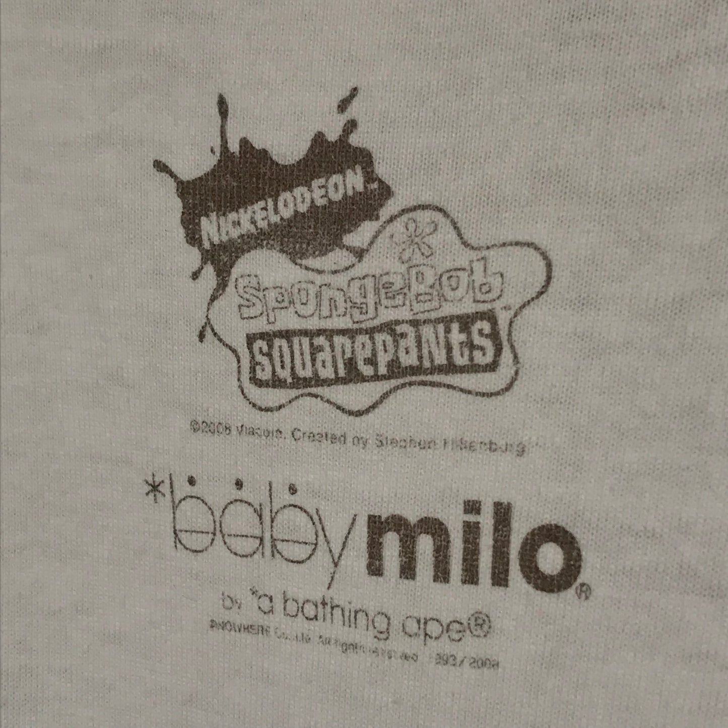 2008 Baby Milo, A Bathing Ape x Spongebob Squarepants t shirt