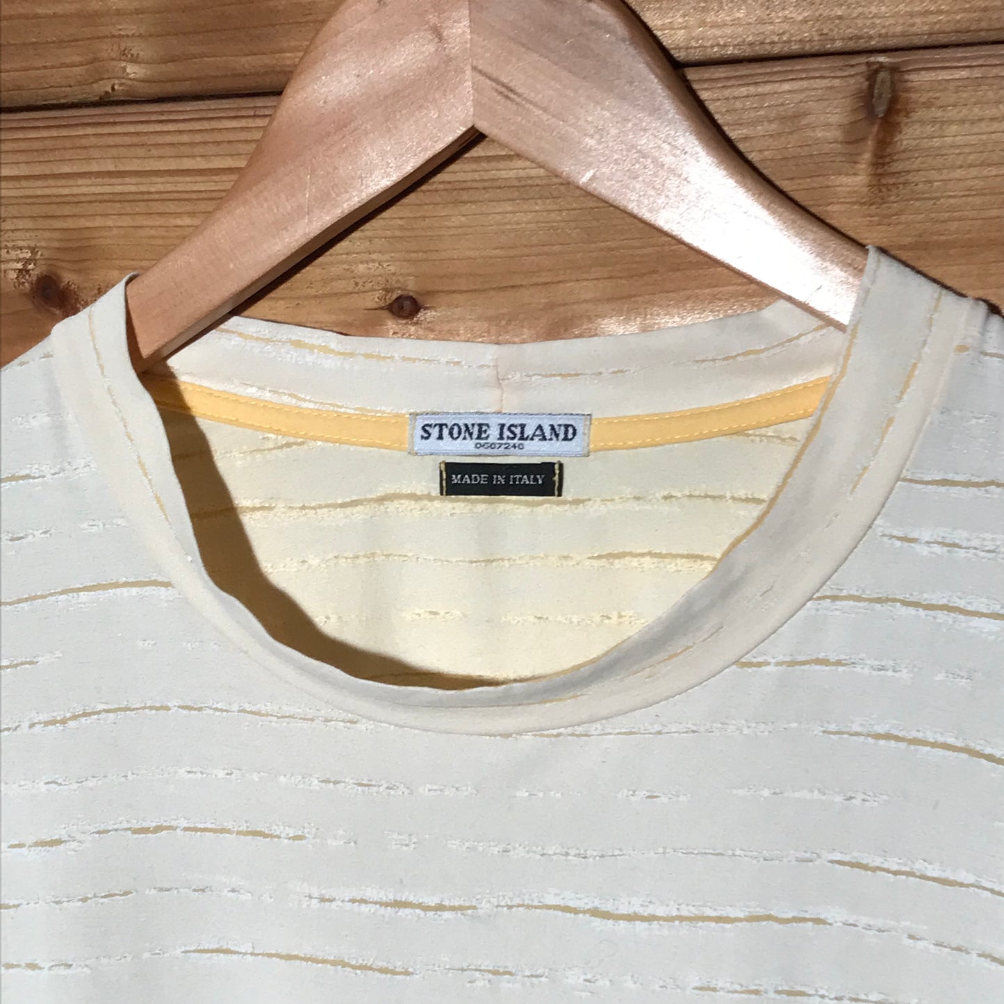 90s Stone Island Italy Centre Spellout Striped t shirt