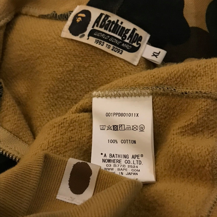 Bape, A Bathing Ape Ultimate First Camo PONR Shark Face half zip up hoodie