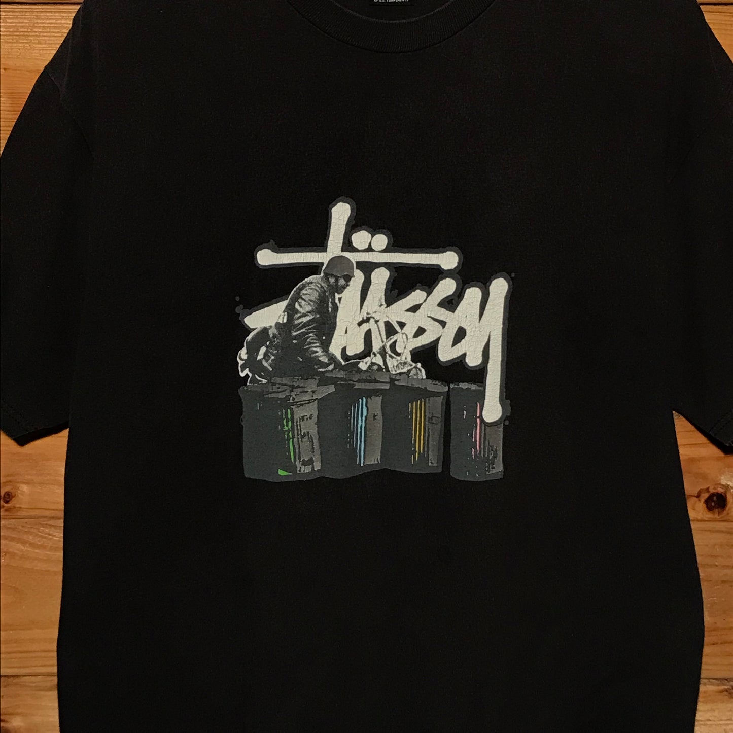 Stüssy Bin Street Photo Centre Script Spellout t shirt