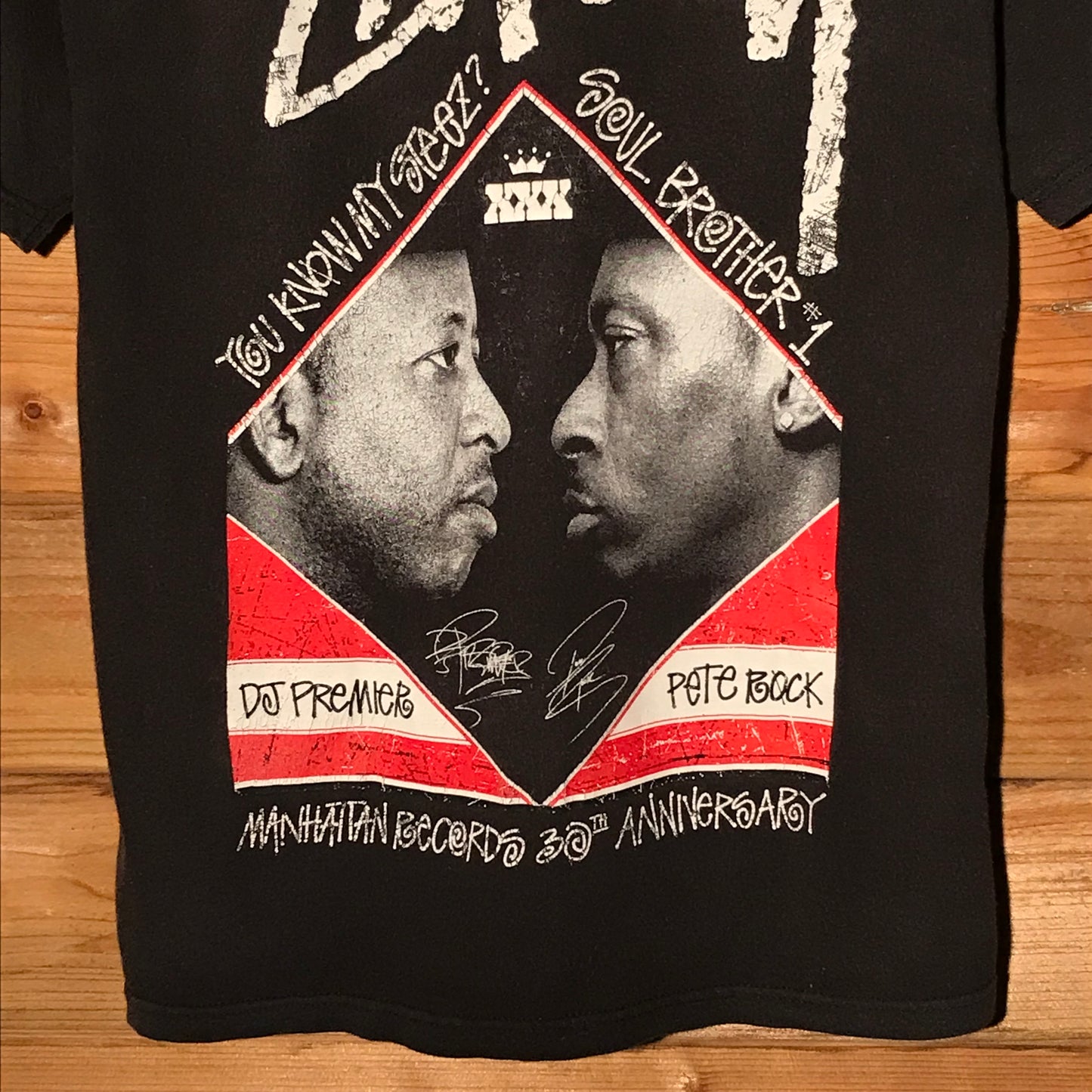 2010 Stüssy x Manhattan Records 30th Anniversary DJ Premier vs Pete Rock t shirt