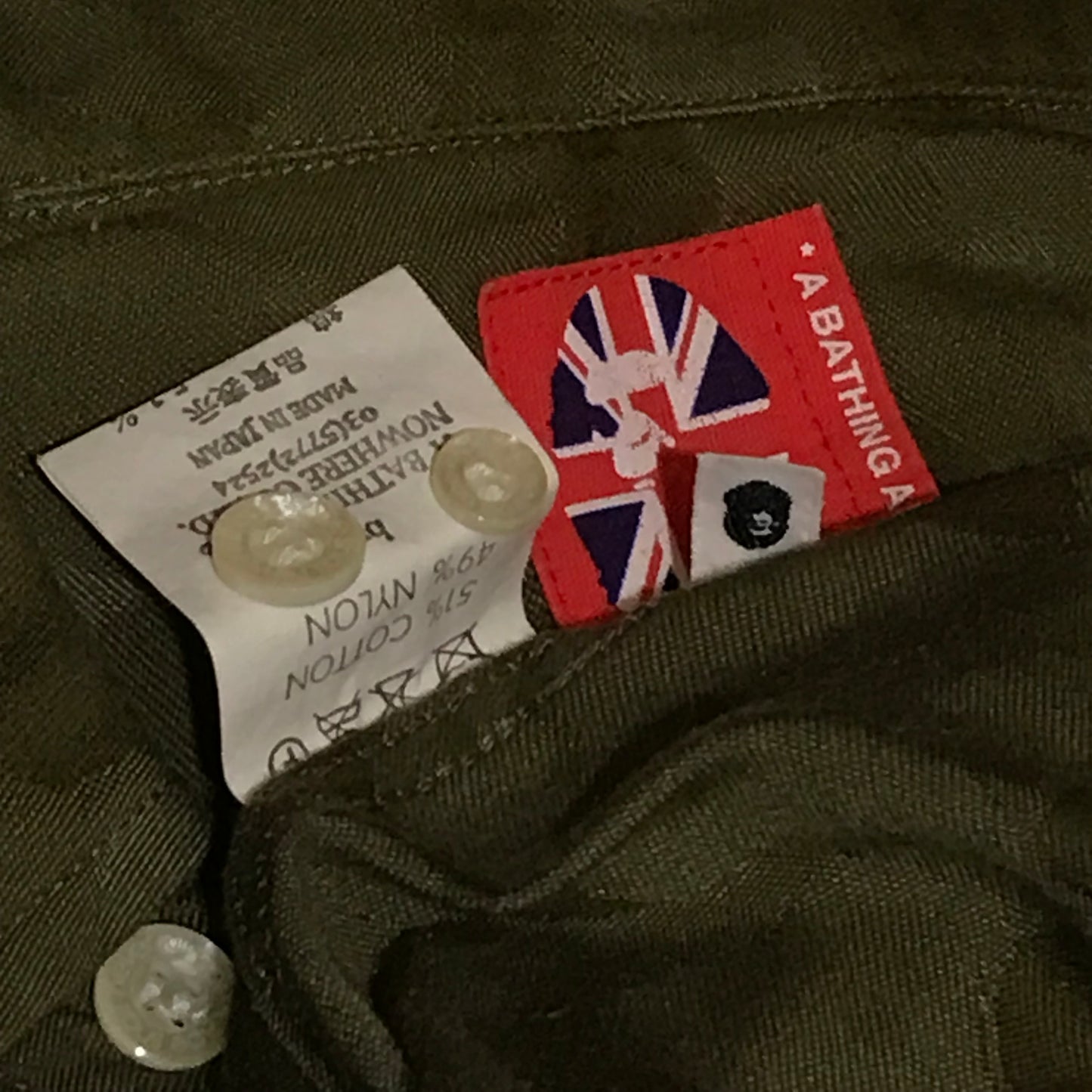 Bape, A Bathing Ape Tonal Green Camo AOP button up shirt