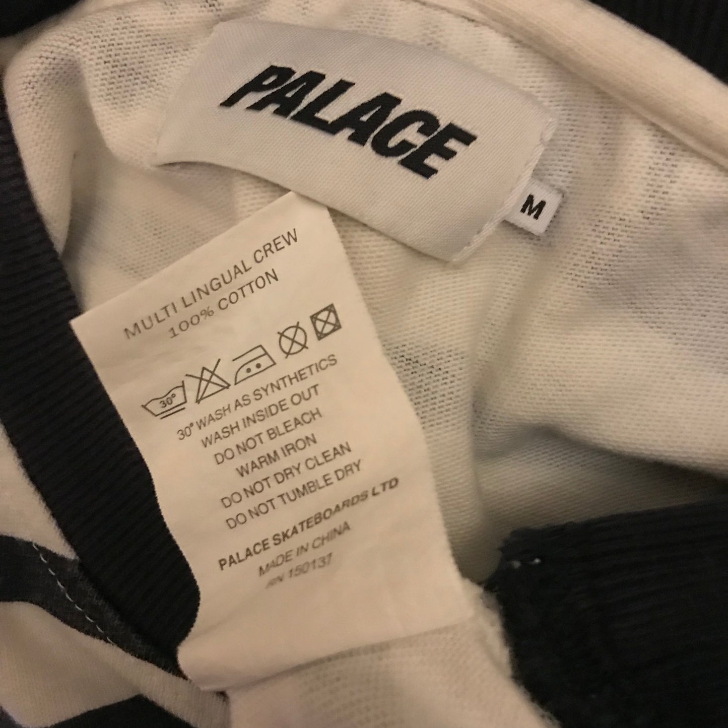 2017 Palace Multi Lingual Repeat Spellout Striped sweatshirt