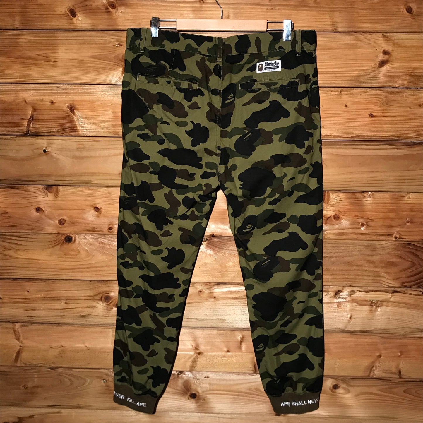 Bape, A Bathing Ape Green Camo trousers