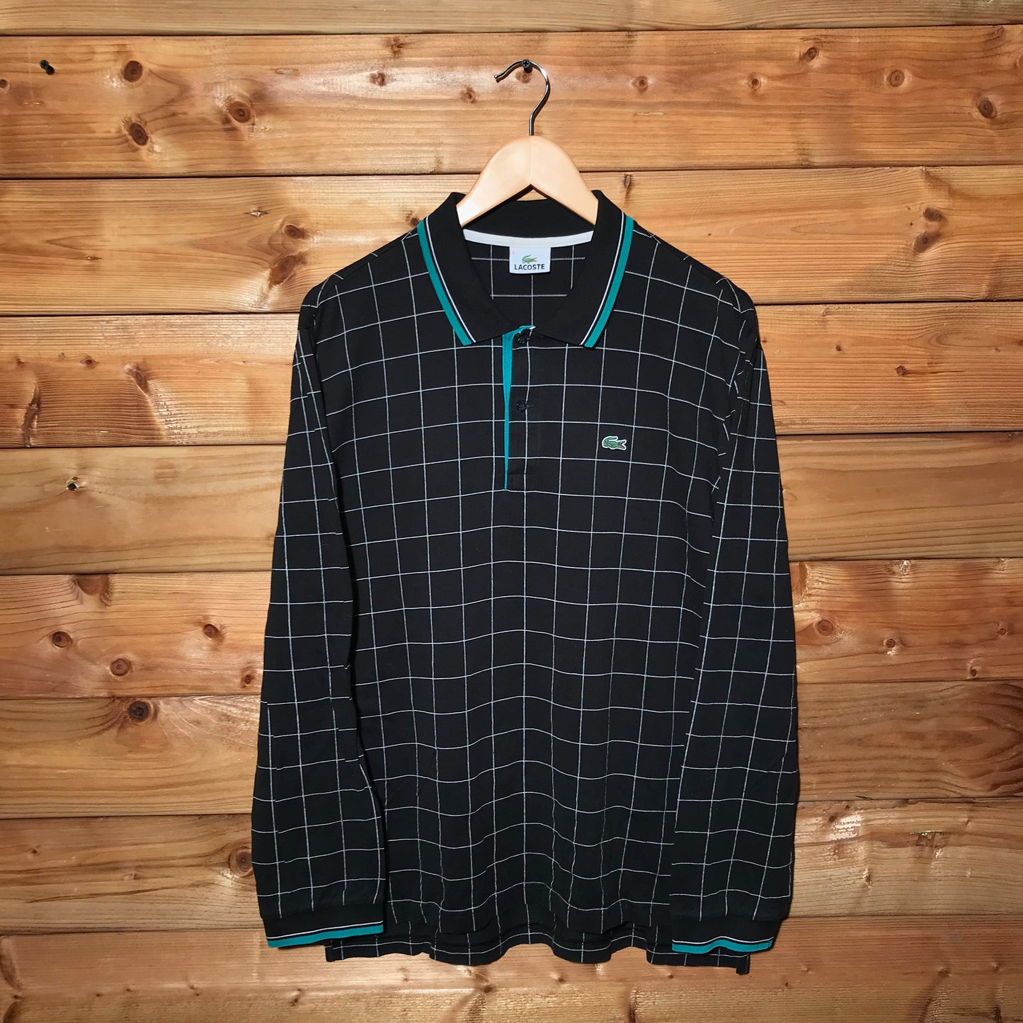 Lacoste Grid long sleeve polo t shirt