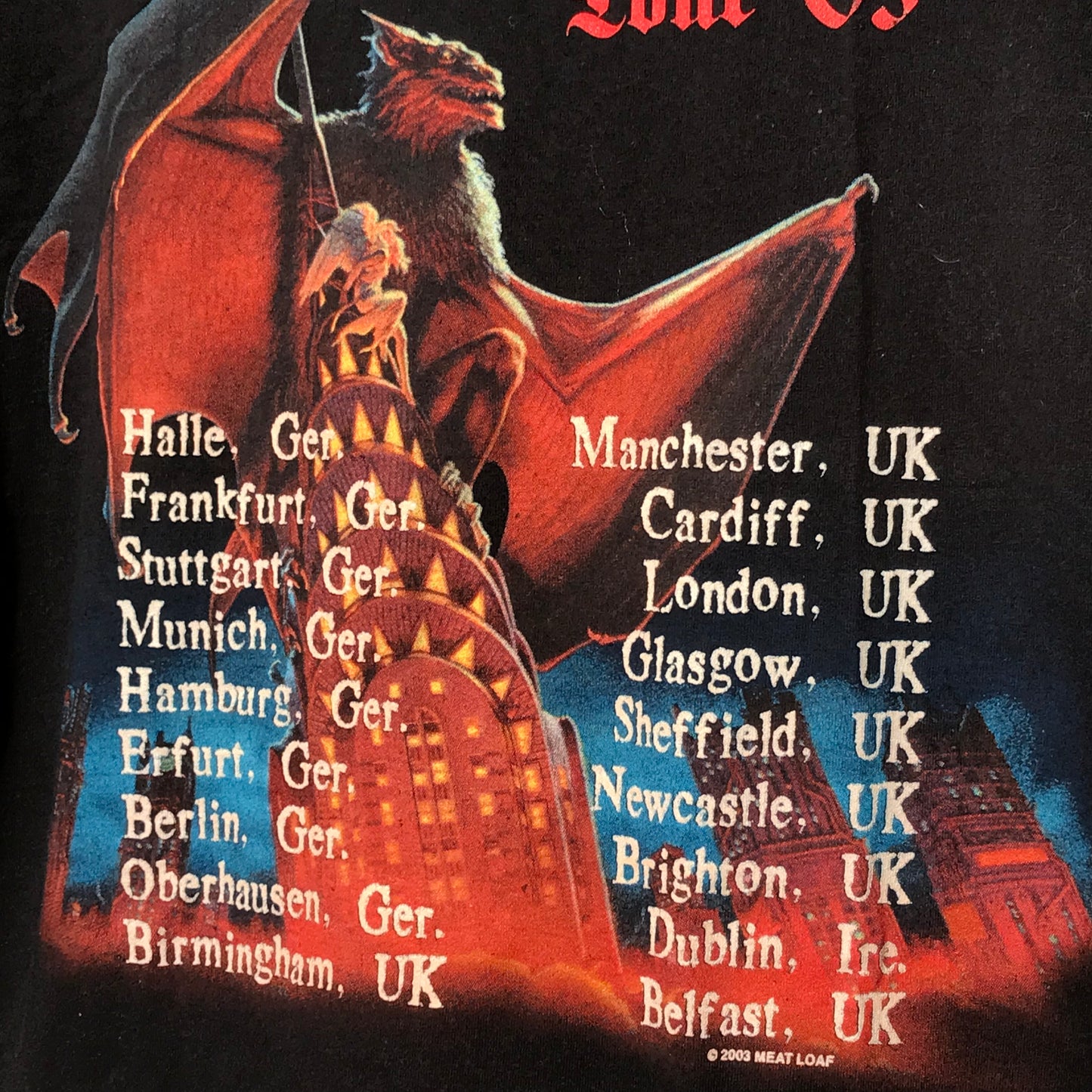 2003 Meat Loaf Tour t shirt