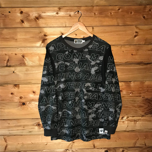 Bape, A Bathing Ape Text Color Camo long sleeve t shirt