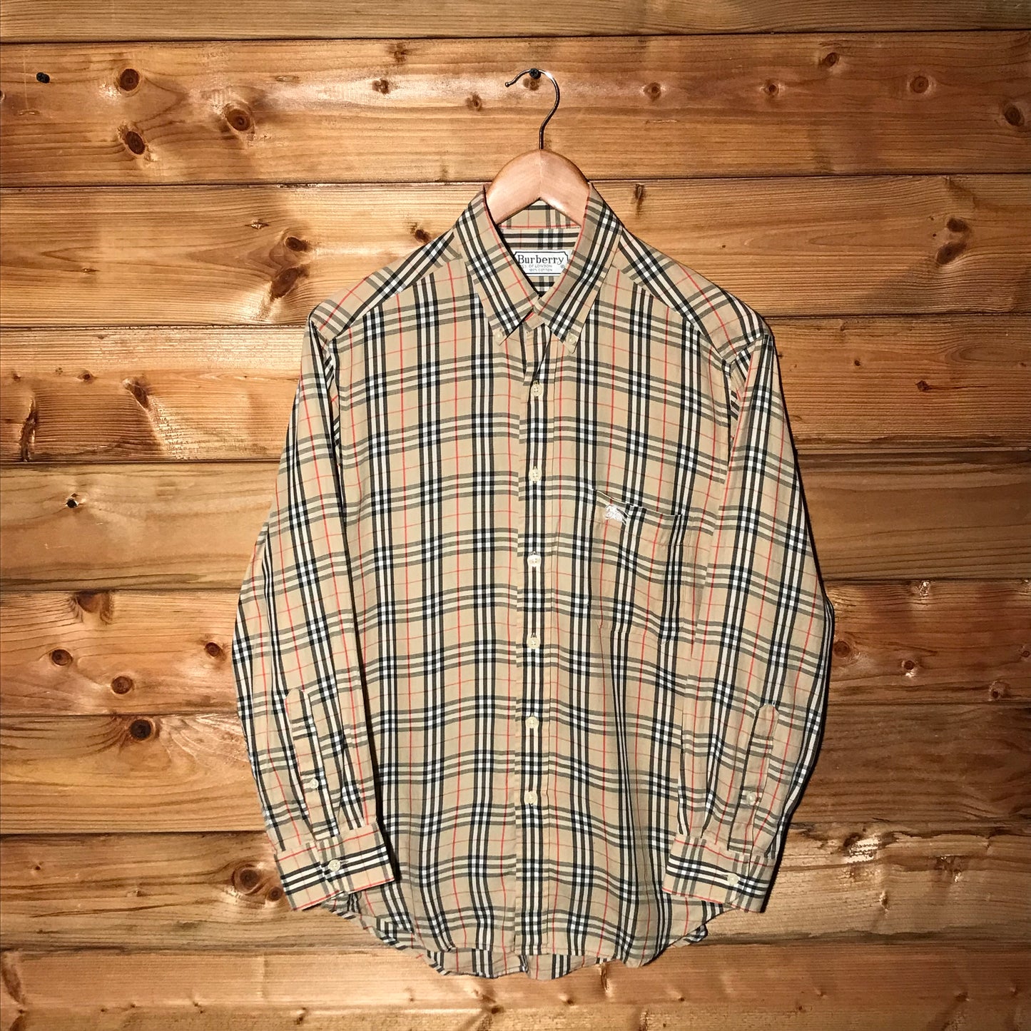 90s Burberry Nova Check Pattern long sleeve button up shirt