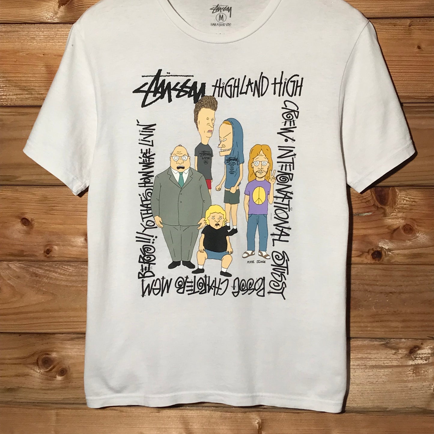 2012 Stüssy x MTV Beavis And Butt-head Highland High Crew t shirt