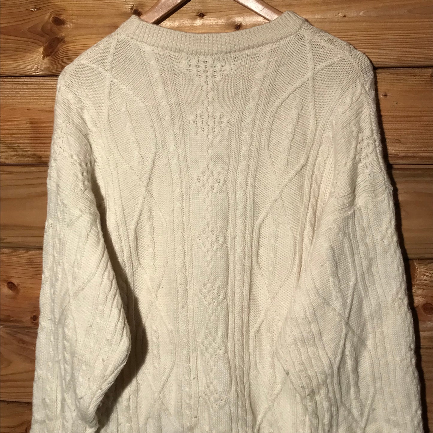 90s Burberry Centre Spellout cable knit sweatshirt