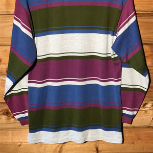 80s Lacoste IZOD Boys Multi Striped long sleeve polo t shirt