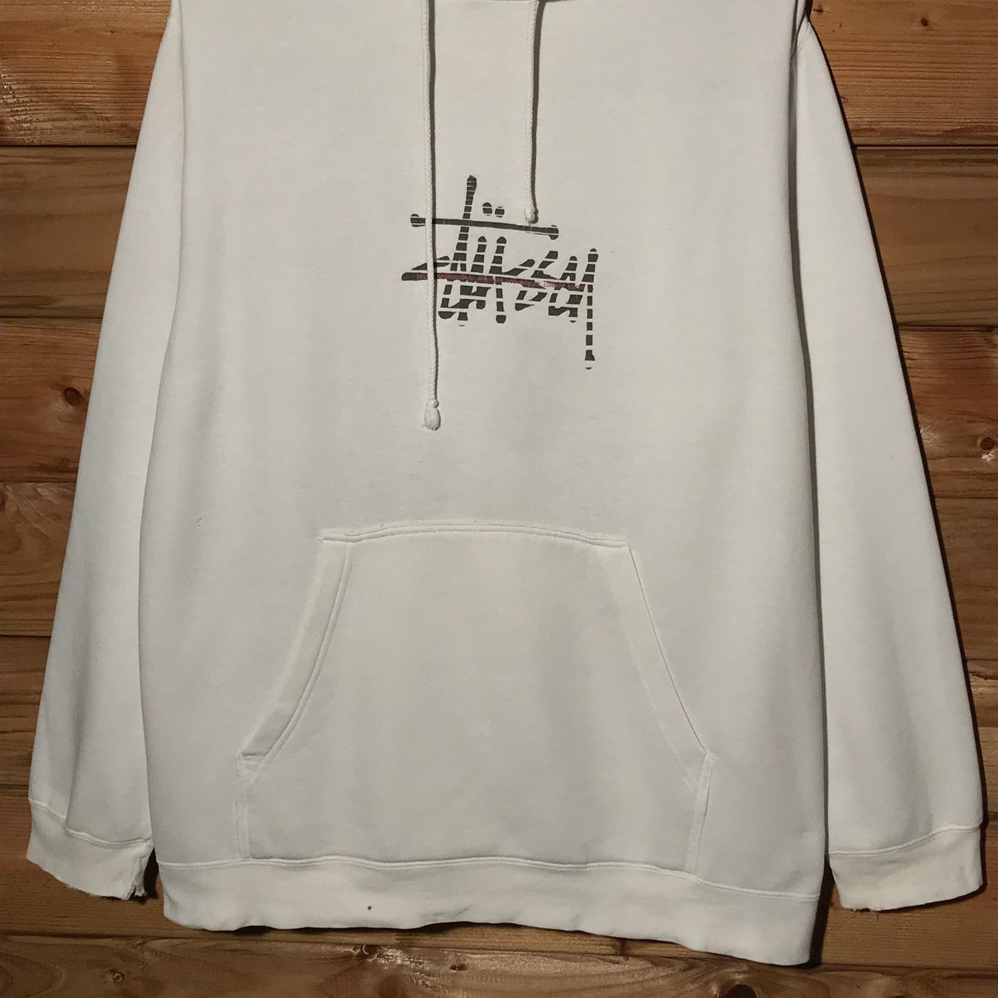 90s Stüssy International Striped Centre Script Spellout hoodie