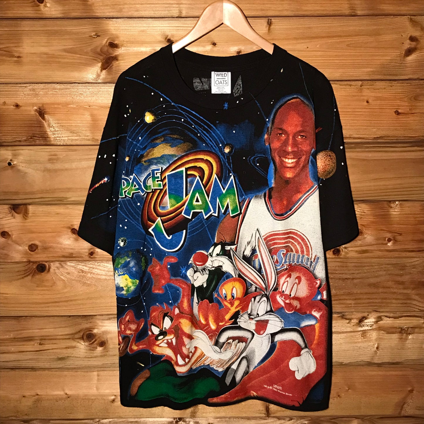 1995 REPRINT Looney Tunes Space Jam Movie Promo AOP t shirt