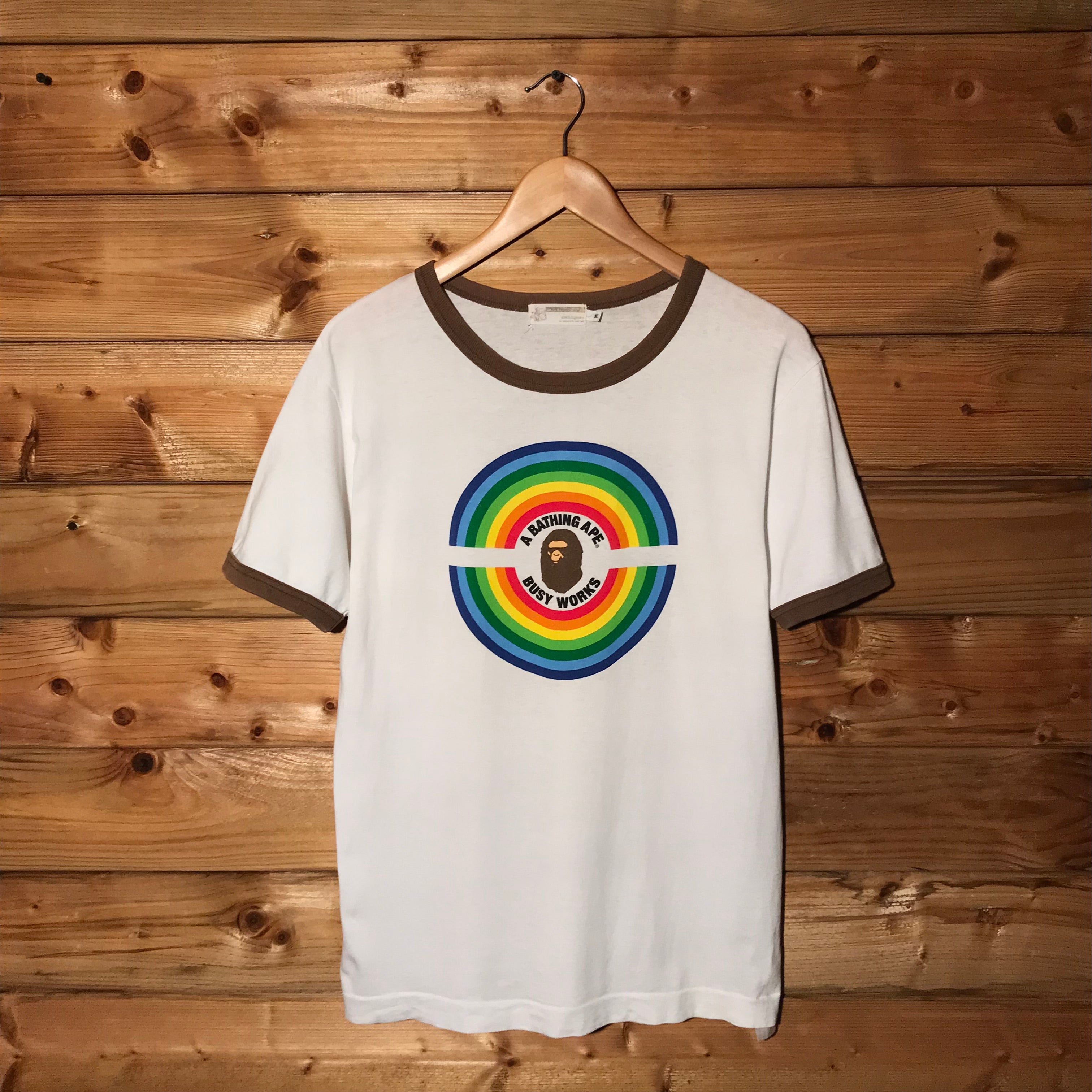 Bape A Bathing Ape Busy Works Rainbow Circle ringer t shirt