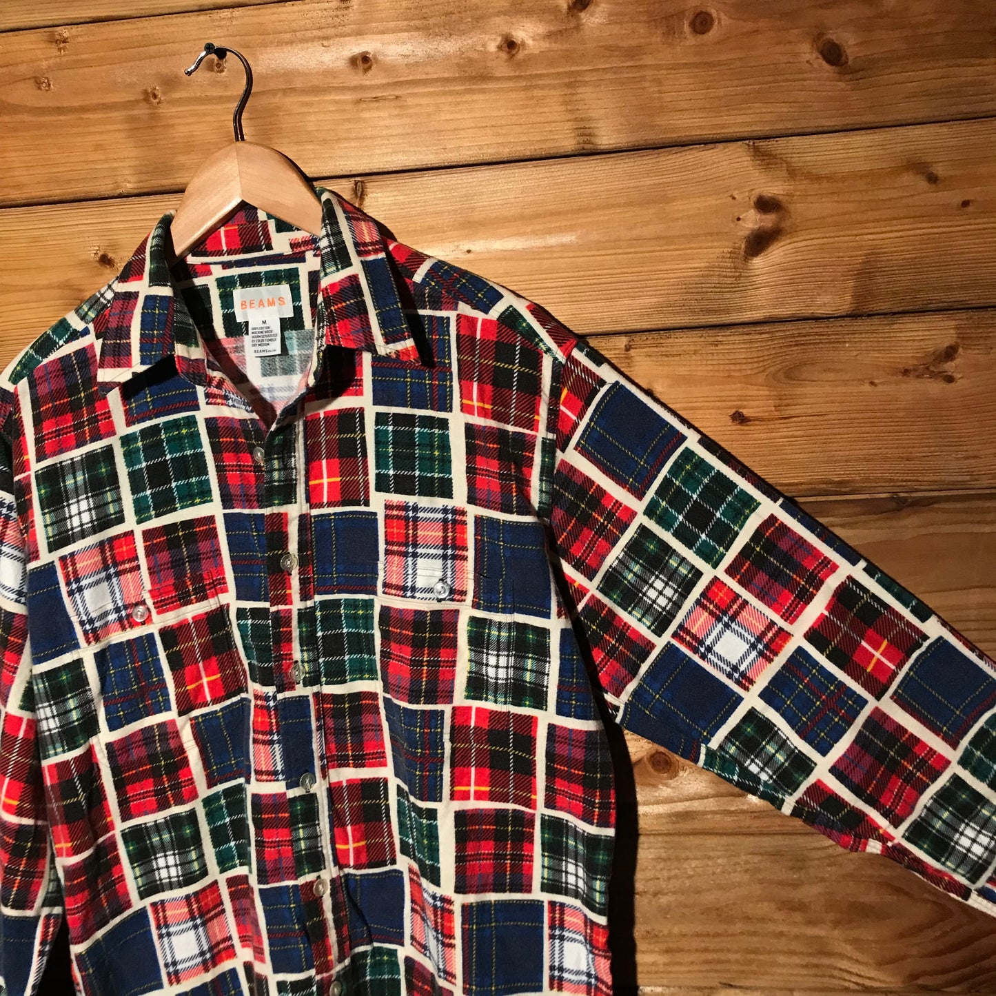 Beams Plaid Tartan Squared button up overshirt