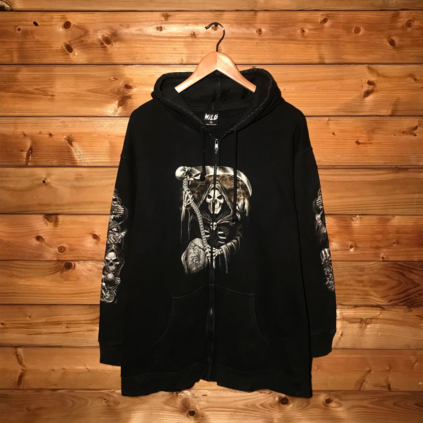 Wild Copyright Grim Reaper Skeleton zip up hoodie