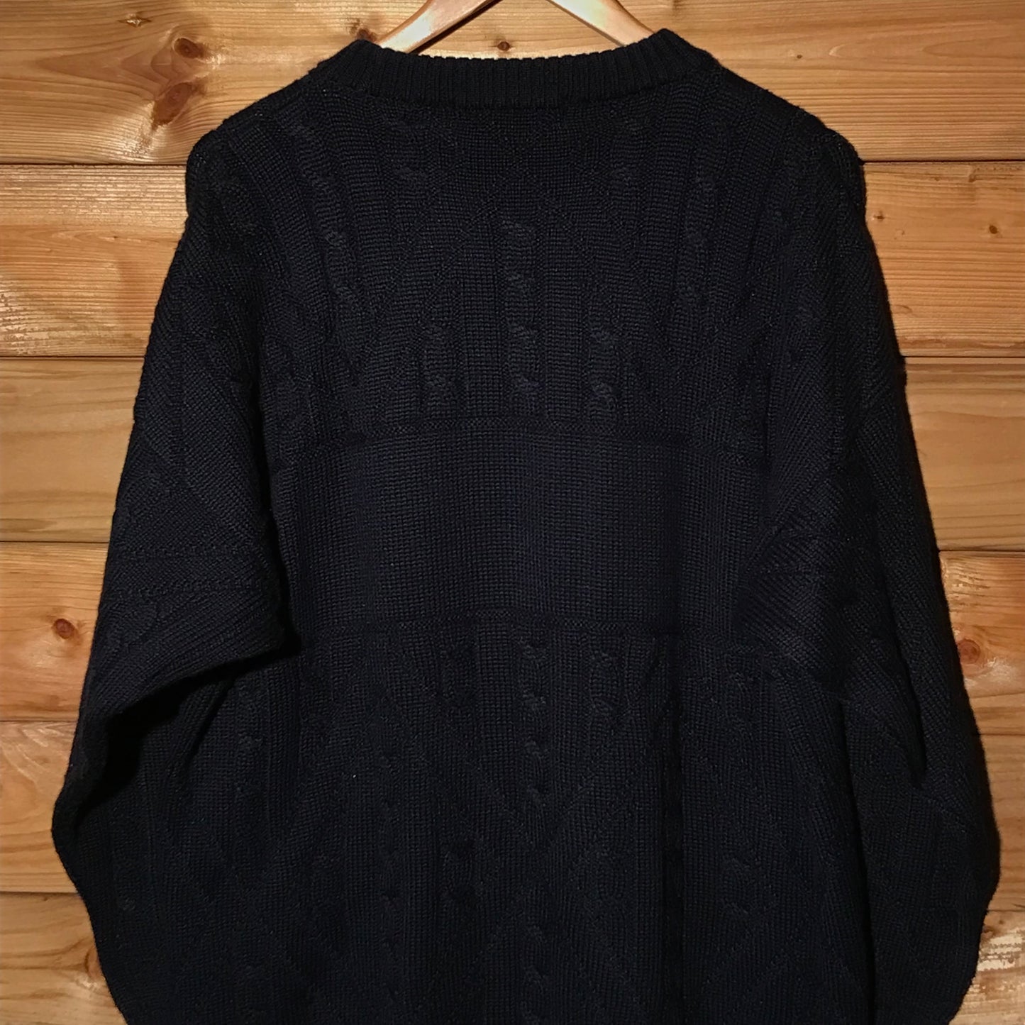 90s Burberry Centre Spellout cable knit sweatshirt