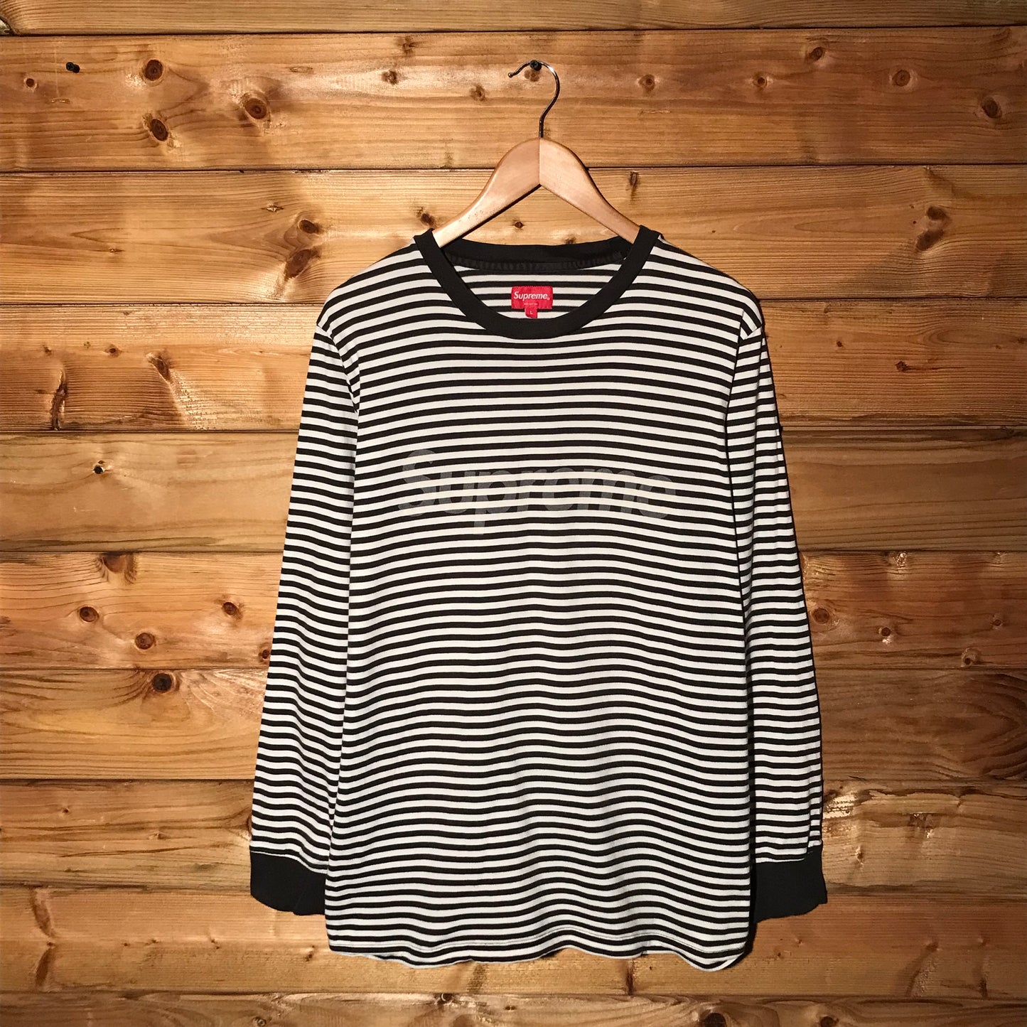 2015 Supreme Striped Spellout long sleeve t shirt