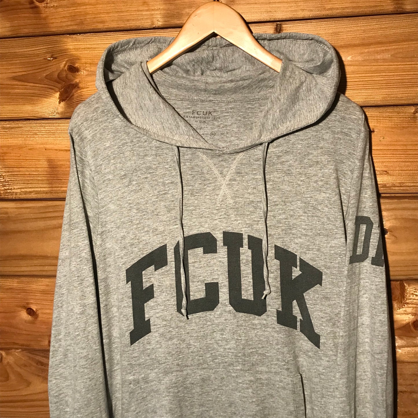 French Connection FCUK Spellout hooded long sleeve t shirt