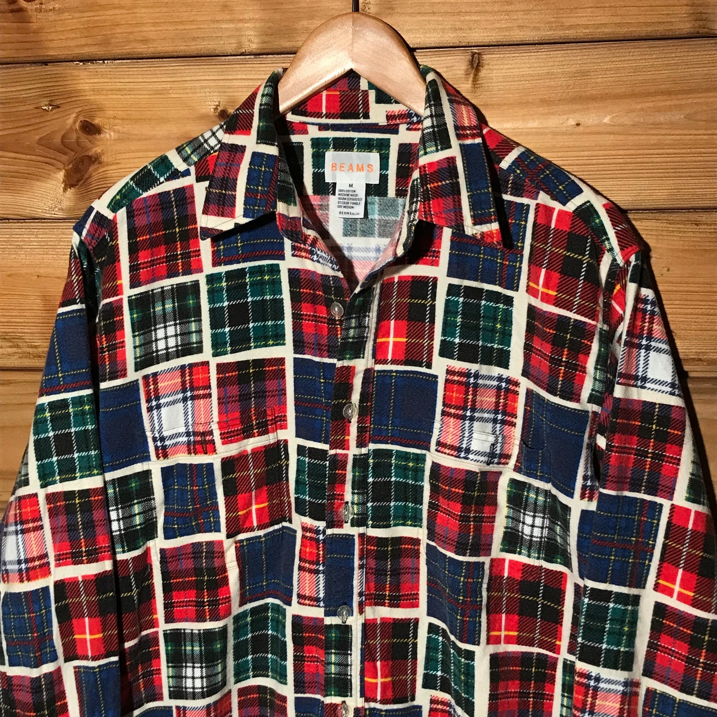 Beams Plaid Tartan Squared button up overshirt