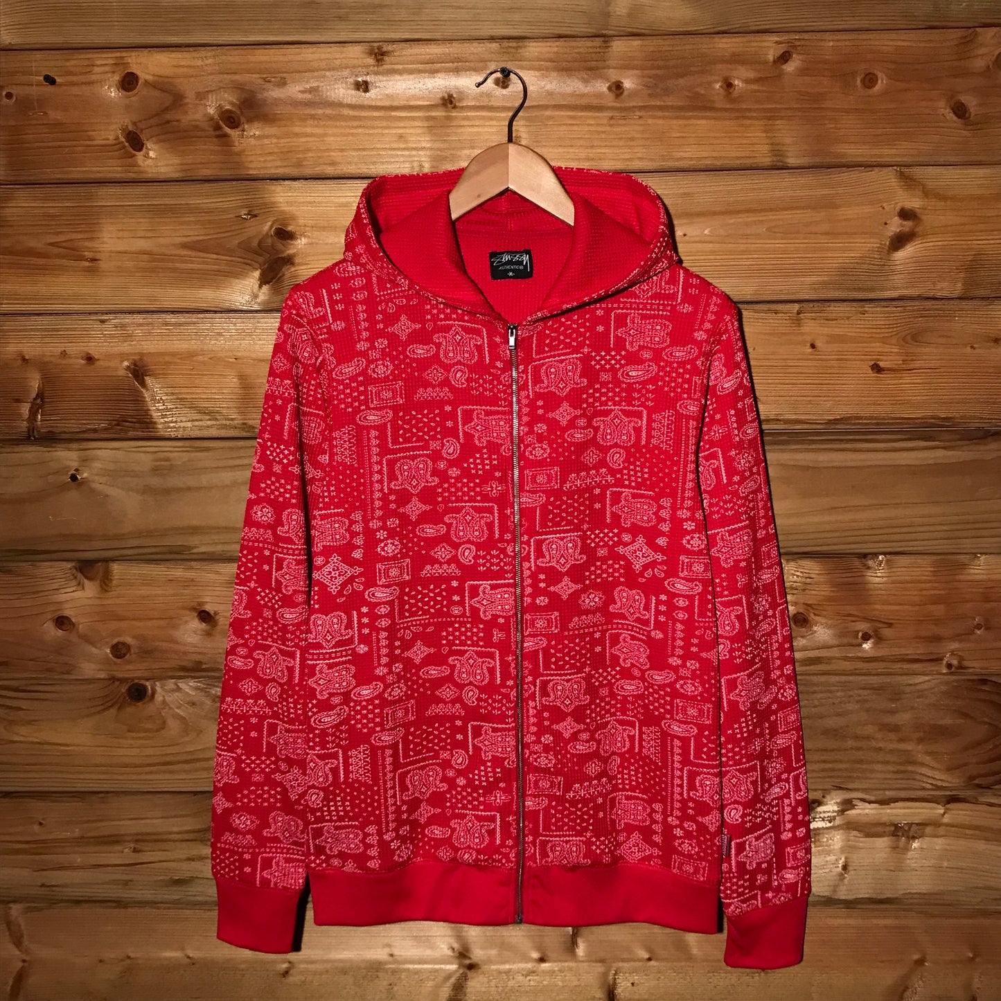 Stüssy Paisley Bandana Patten AOP Waffle Knit zip up hoodie