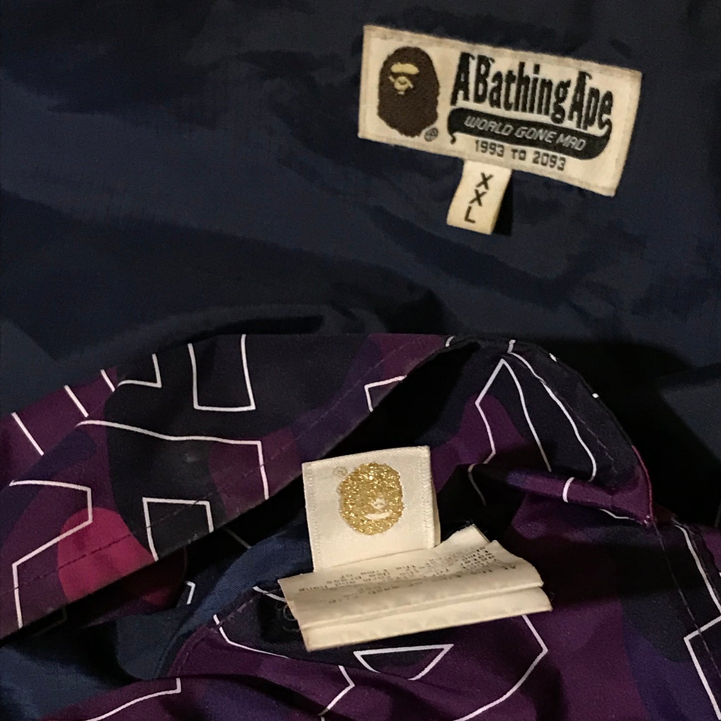 Bape, A Bathing Ape Text Colour Purple Camo anorak jacket