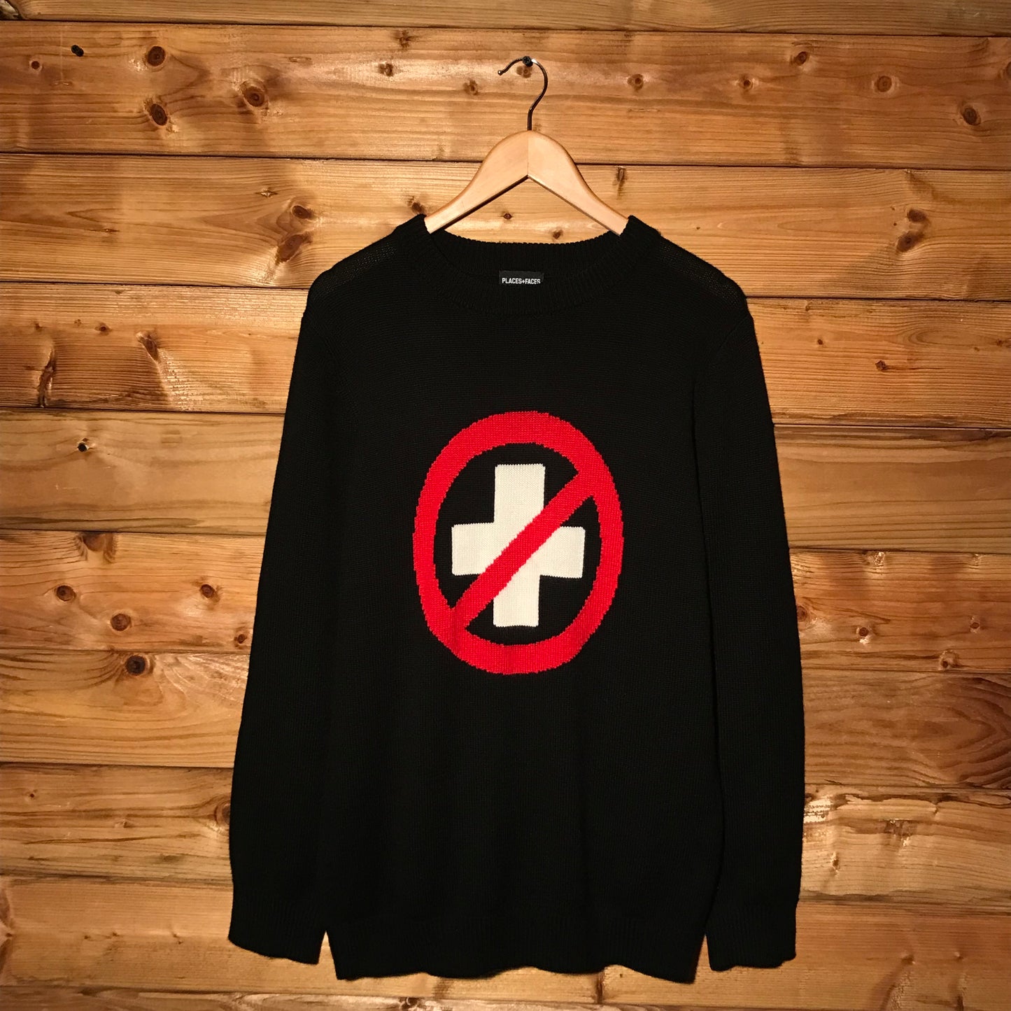 Places + Faces Caution Symbol knit sweatshirt