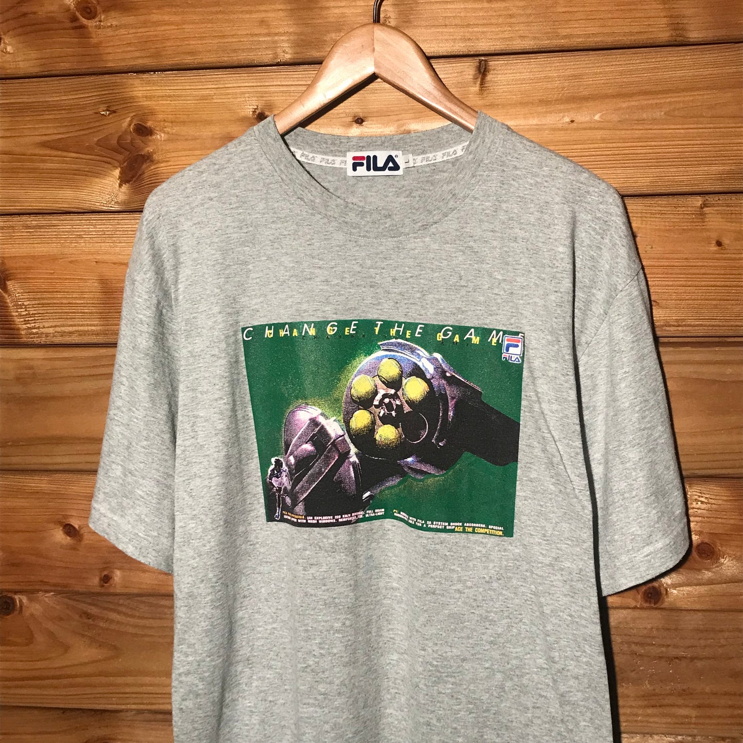 90s Fila Change The Game Tennis Gun t shirt